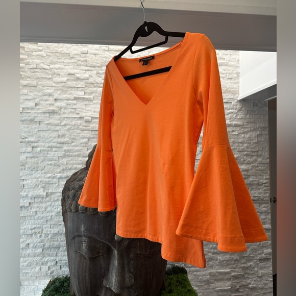 Brand New Orange Scoop Neck Top 3/4 Flared Sleeve Small - Picture 2 of 7